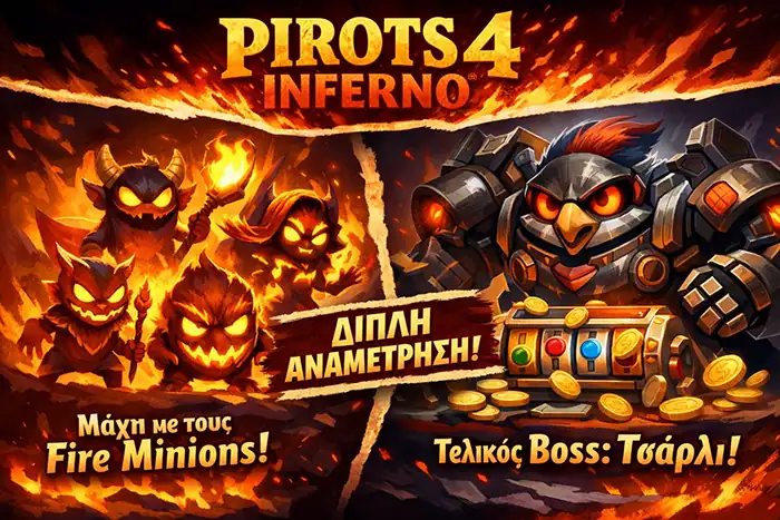 Η dual villain δομή του Inferno με Fire Minions στην πρώτη φάση και Charlie ως final boss