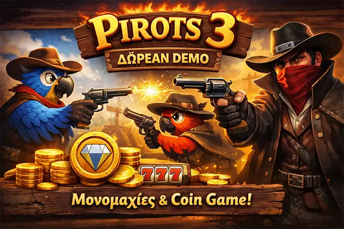 Pirots 3 demo δωρεάν με Bandit villain, Gunslingers Duel, Coin Game και CollectR 6x7 έως 7x8